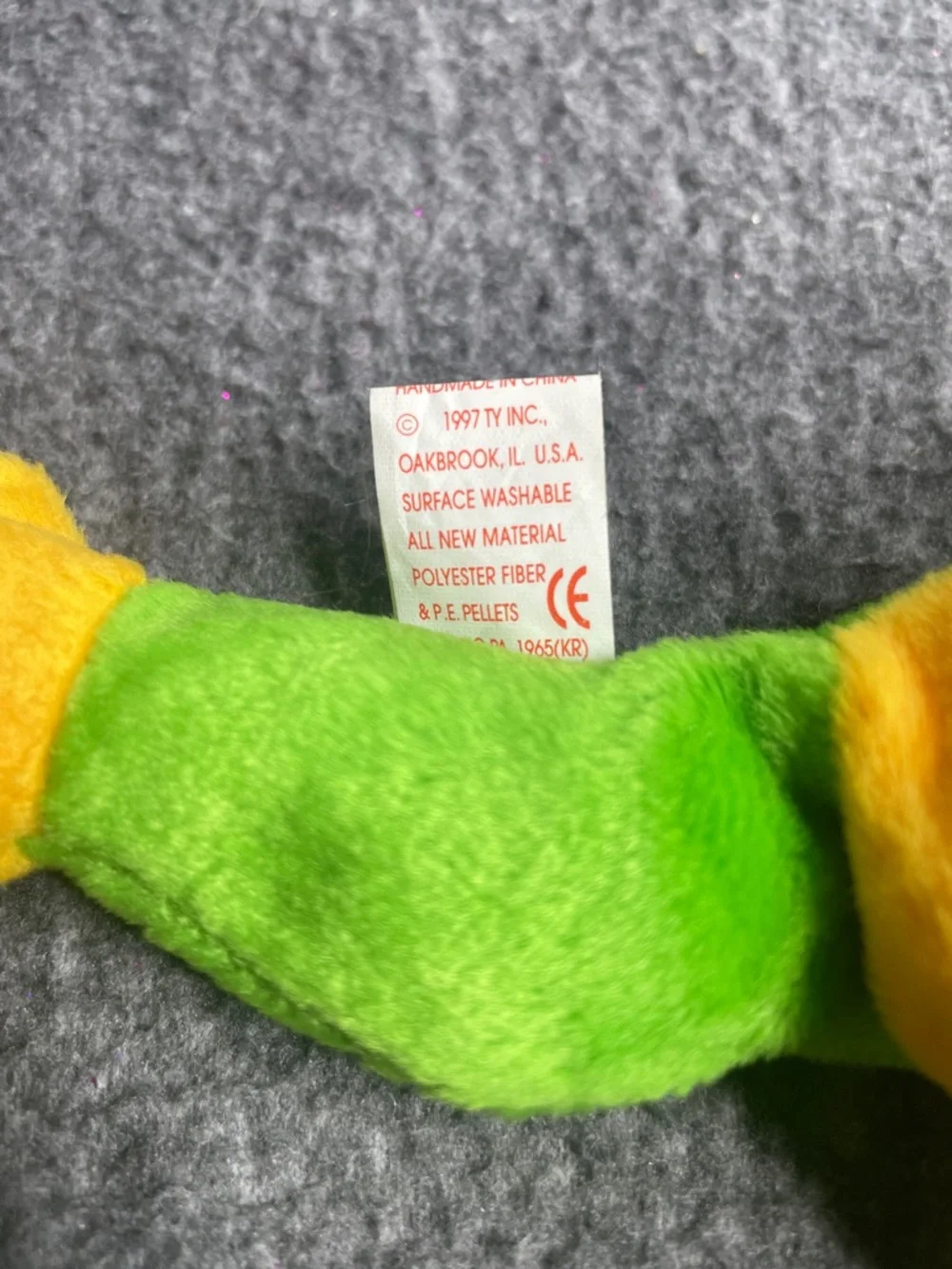 Smoochy The Frog: Ty Bright Green Plush Frog with Orange Accents - Picture 6 of 9